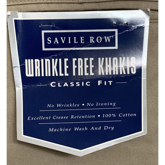 Vtg 90s Savile Row Khaki Tan Beige Wrinkle Free Pants Tag 36x30 Actual 34x29.5 - Picture 8 of 12